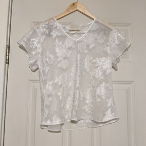 Sheer white floral lingerie top